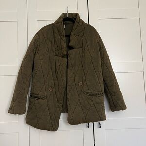 Free People Quilted Jacket in Olive